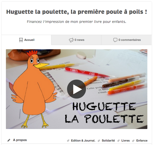Projet Huguette la poulette-financement participatif-ulule